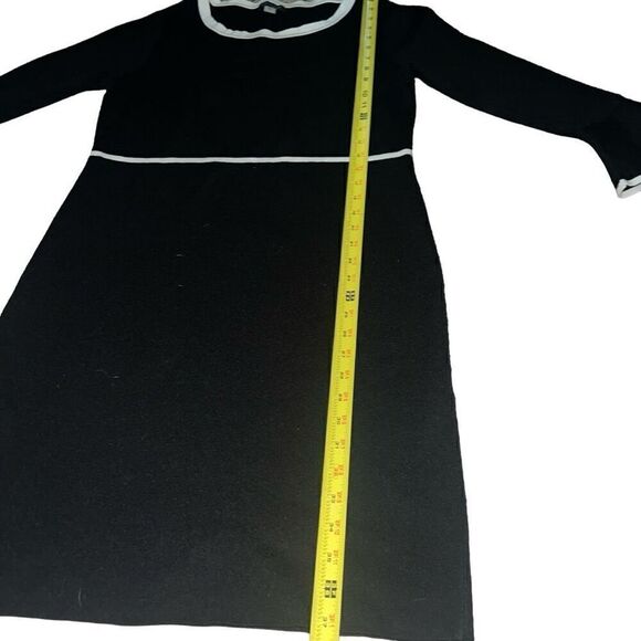 TOMMY HILFIGER Black & White Contrast Bell Sleeve Sheath Dress Size L - Picture 5 of 7